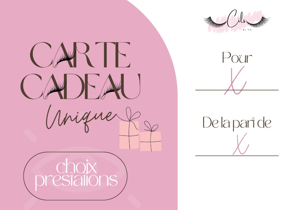 Carte cadeau Cils By YH — extensions de cils et sourcils à Toulouse